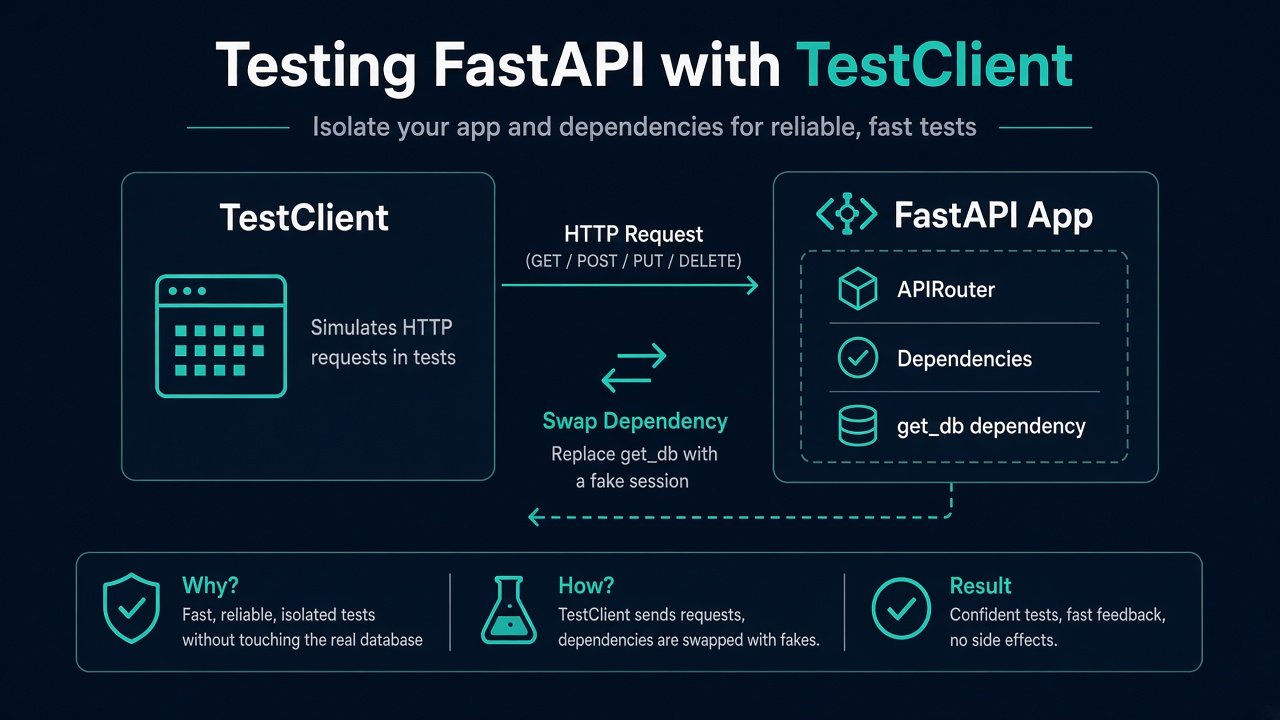 测试怎么写才不连真实库：TestClient 与 dependency_overrides